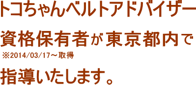 トコちゃんベルトアドバイザー資格保有者が東京都内で指導いたします。